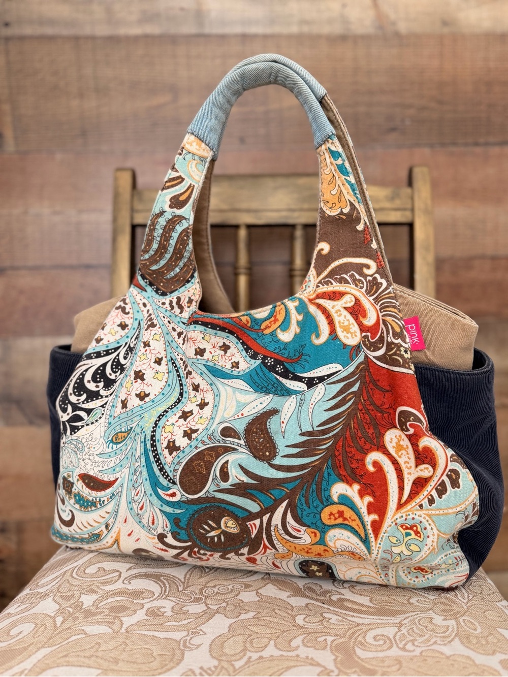 Boho Paisley Multicolor Hobo Bag Tons of Pockets